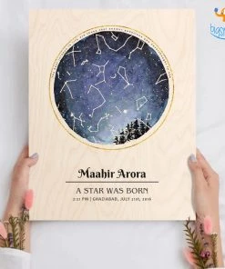 Chitra Chaya Born Under These Stars - Personalized Wooden Frame | COD Not Available