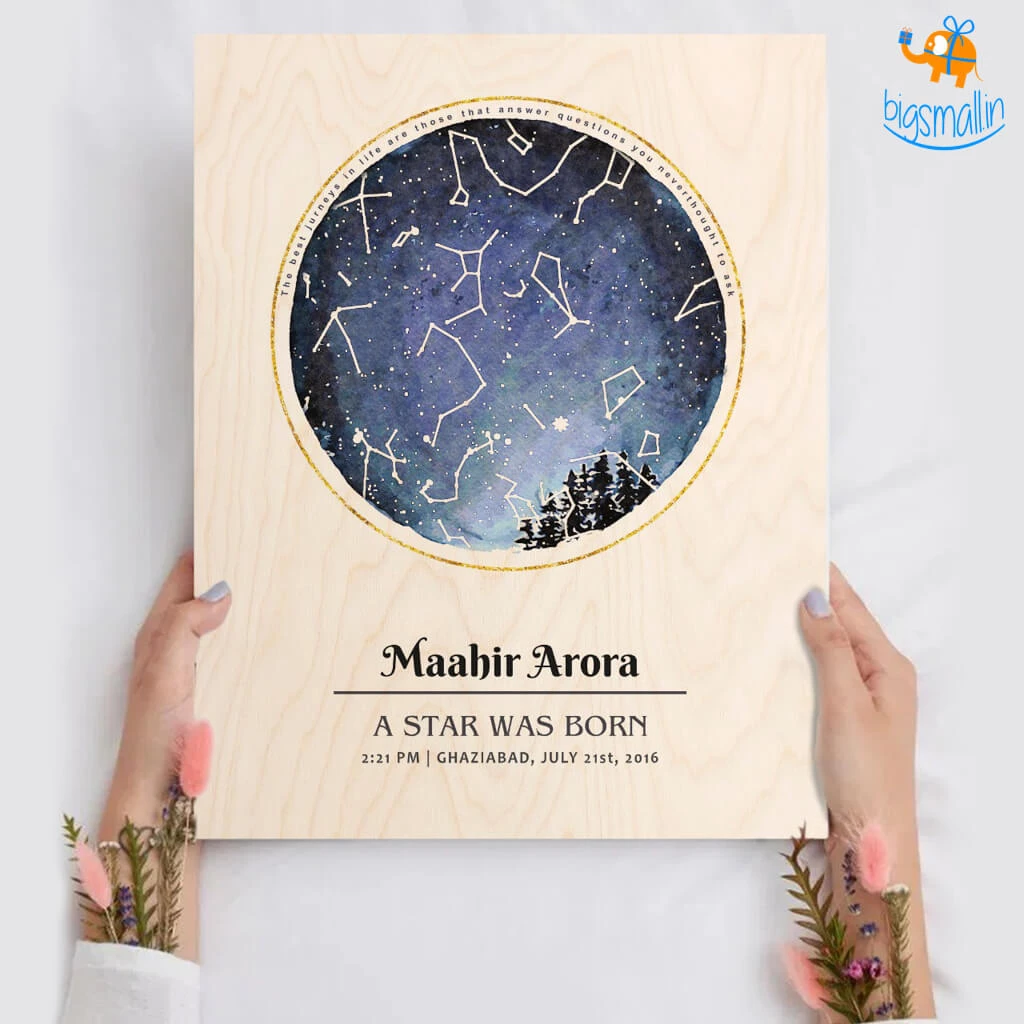 Chitra Chaya Born Under These Stars - Personalized Wooden Frame | COD Not Available