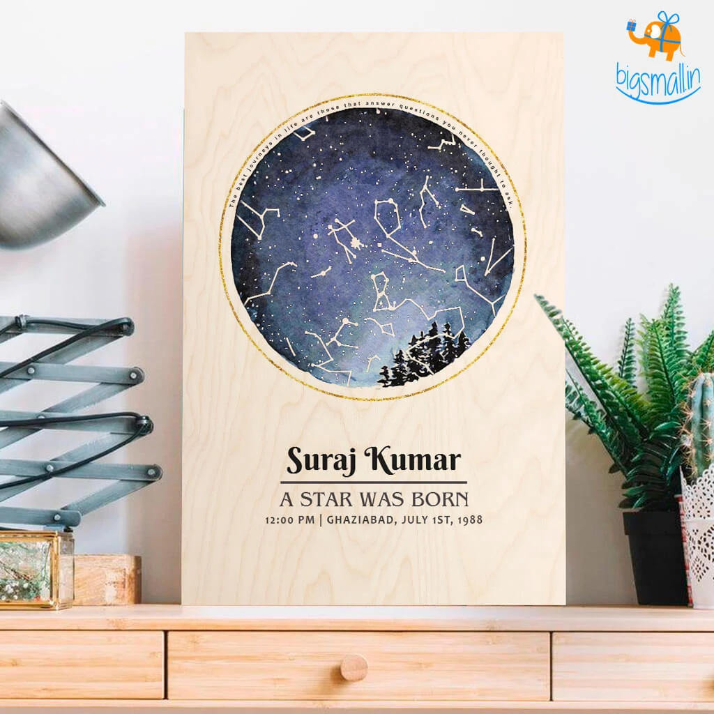 Chitra Chaya Born Under These Stars - Personalized Wooden Frame | COD Not Available