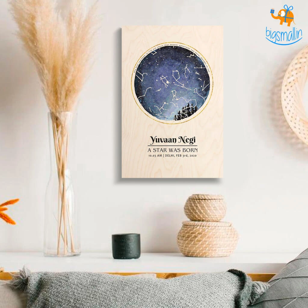 Chitra Chaya Born Under These Stars - Personalized Wooden Frame | COD Not Available