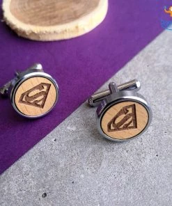 DesignWesign Superman Wooden Cufflinks