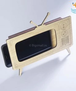 Indian Craft TV Shaped Wooden Phone Holder Father's Day
