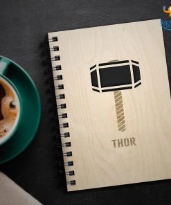 Bigsmall_cc Avengers Superhero Engraved Wooden Diary