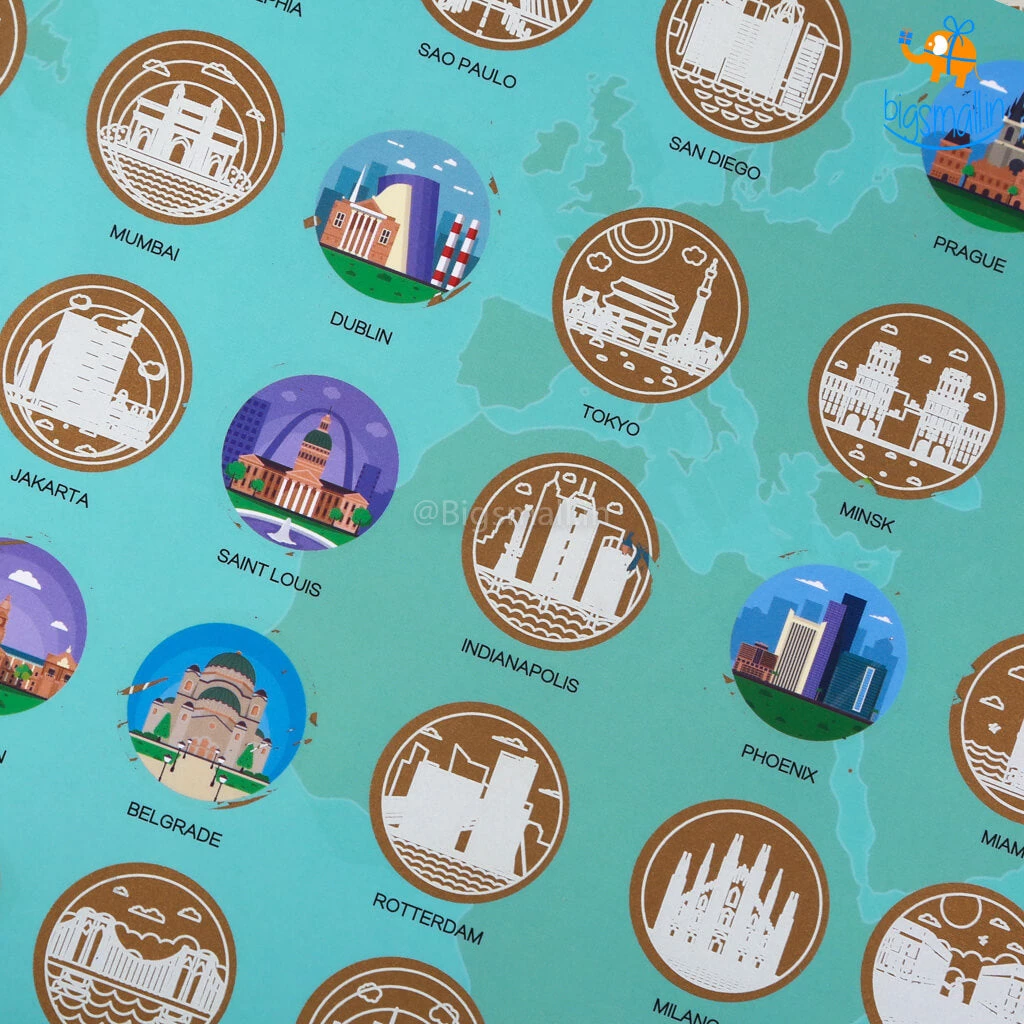 AmyLi Travel The World Scratch Off Poster - Set Of 2