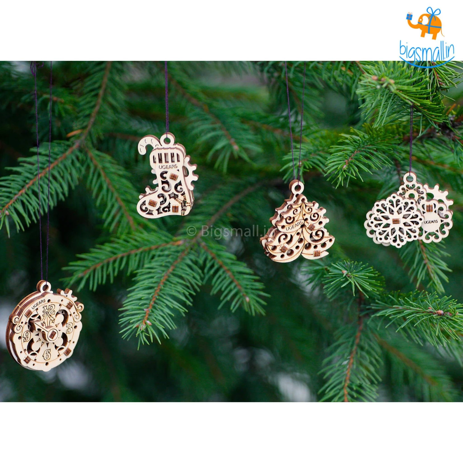 Ugears All Of It U-Fidgets Christmas Ornaments Puzzle - Set Of 4