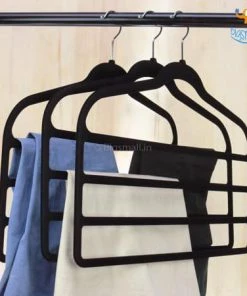 Akshay Mumbai Importer Multi-layer Cloth Hanger (Black)