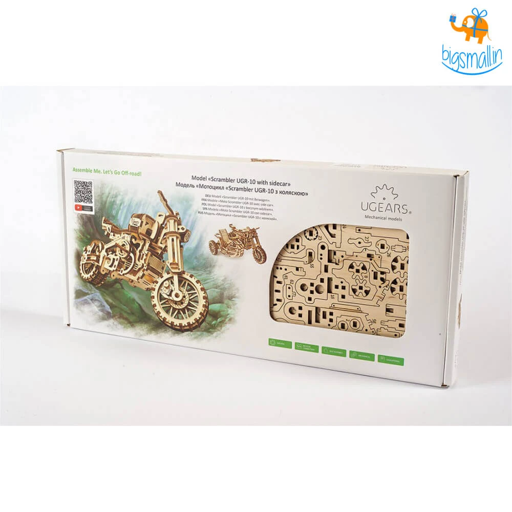 Ugears All Of It Scrambler UGR-10 Motor Bike With Sidecar Mechanical Model