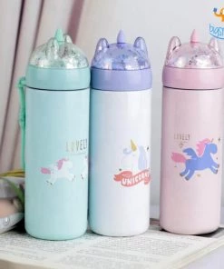 Artnery Unicorn Water Bottle With Glitter Lid