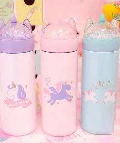Artnery Unicorn Water Bottle With Glitter Lid