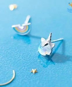 AmyLi All Of It Magical Unicorn Rainbow Ear Studs