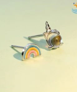AmyLi All Of It Magical Unicorn Rainbow Ear Studs