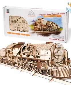 Ugears V-Express Steam Train With Tender Model All Of It