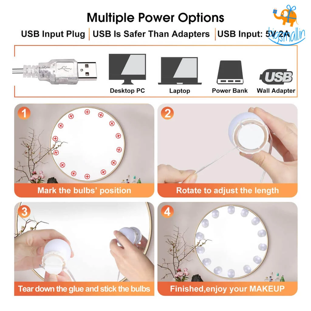 Bigsmall_hmk Vanity Mirror LED Bulb Shaped Lights