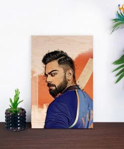 Bigsmall_cc Father's Day Virat Kohli Printed Wooden Frame