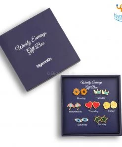 Bigsmall Cute Weekly Earrings Gift Box - 7 Pcs