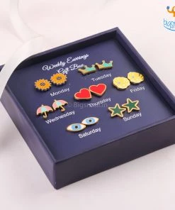 Bigsmall Cute Weekly Earrings Gift Box - 7 Pcs
