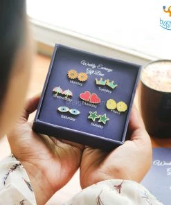 Bigsmall Cute Weekly Earrings Gift Box - 7 Pcs