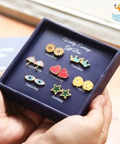 Bigsmall Cute Weekly Earrings Gift Box - 7 Pcs
