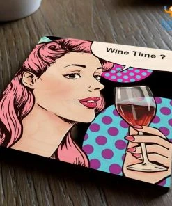 Bigsmall_cc Wine Time Wooden Coasters - Set Of 4 All Of It