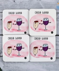 Krita & Penna Wine Love Coasters (With Holder) - Set Of 4