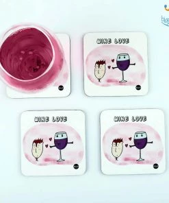 Krita & Penna Wine Love Coasters (With Holder) - Set Of 4
