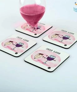 Krita & Penna Wine Love Coasters (With Holder) - Set Of 4