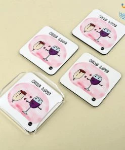 Krita & Penna Wine Love Coasters (With Holder) - Set Of 4