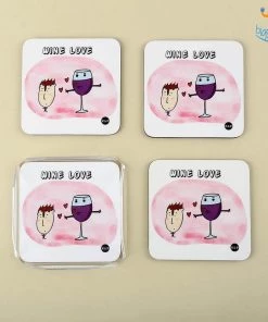 Krita & Penna Wine Love Coasters (With Holder) - Set Of 4
