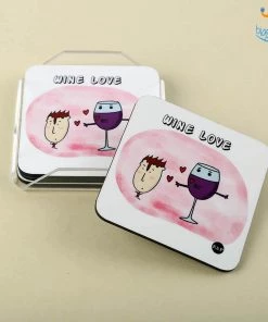 Krita & Penna Wine Love Coasters (With Holder) - Set Of 4