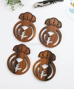 Bigsmall_cc Laser Cut Real Madrid Wooden Coasters - Set Of 4