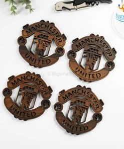 Bigsmall_cc Laser Cut Manchester United Wooden Coasters - Set Of 4