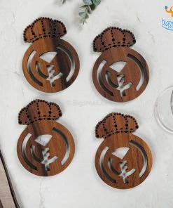 Bigsmall_cc Laser Cut Real Madrid Wooden Coasters - Set Of 4