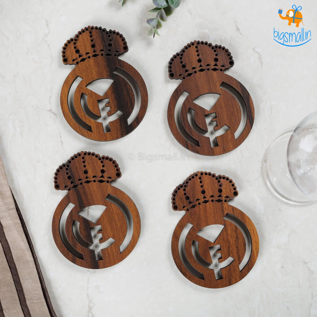 Bigsmall_cc Laser Cut Real Madrid Wooden Coasters - Set Of 4
