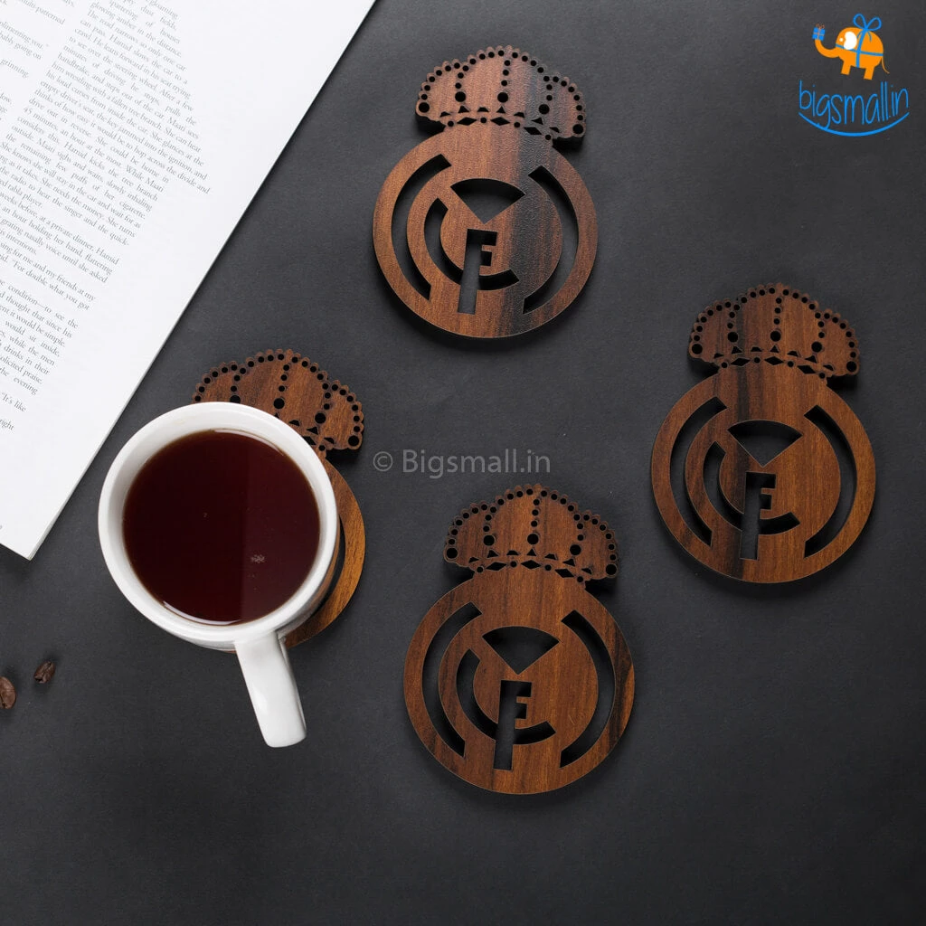 Bigsmall_cc Laser Cut Real Madrid Wooden Coasters - Set Of 4