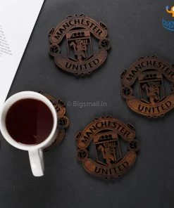 Bigsmall_cc Laser Cut Manchester United Wooden Coasters - Set Of 4