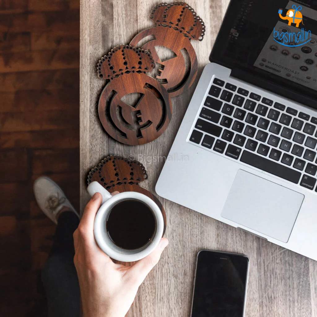 Bigsmall_cc Laser Cut Real Madrid Wooden Coasters - Set Of 4