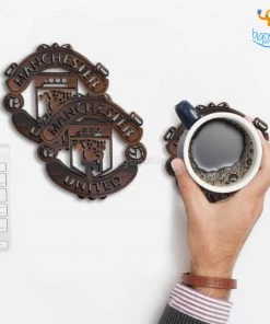 Bigsmall_cc Laser Cut Manchester United Wooden Coasters - Set Of 4