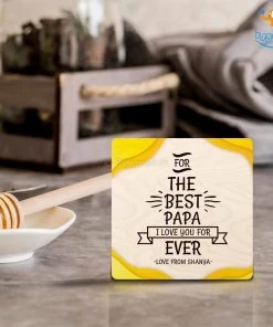 Chitra Chaya Father's Day Personalized The Best Papa Wooden Coasters | COD Not Available