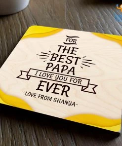 Chitra Chaya Father's Day Personalized The Best Papa Wooden Coasters | COD Not Available