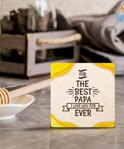 Chitra Chaya Father's Day Personalized The Best Papa Wooden Coasters | COD Not Available