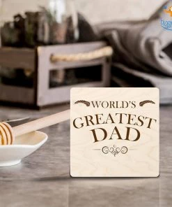 Chitra Chaya Personalized Greatest Dad Wooden Coasters | COD Not Available