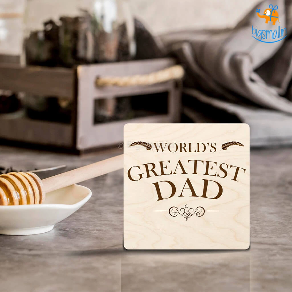 Chitra Chaya Personalized Greatest Dad Wooden Coasters | COD Not Available