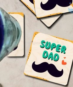 Bigsmall_cc Super Dad Wooden Coasters