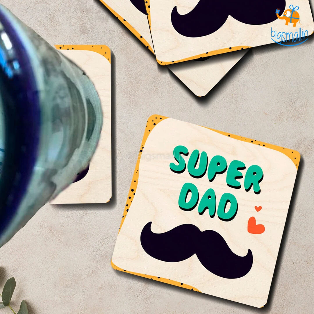 Bigsmall_cc Super Dad Wooden Coasters