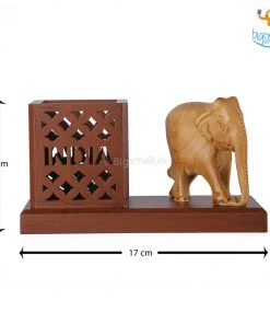 Indian Craft Father's Day Wooden Elephant Pen Stand