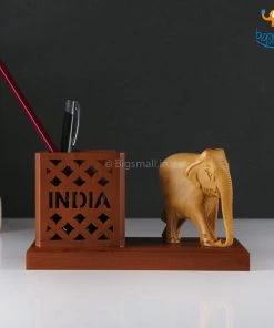 Indian Craft Father's Day Wooden Elephant Pen Stand