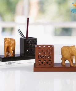 Indian Craft Father's Day Wooden Elephant Pen Stand