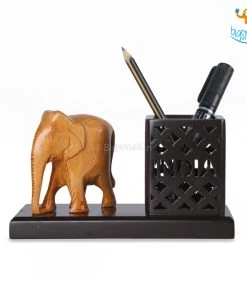 Indian Craft Father's Day Wooden Elephant Pen Stand