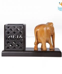 Indian Craft Father's Day Wooden Elephant Pen Stand