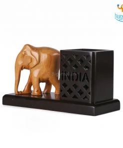 Indian Craft Father's Day Wooden Elephant Pen Stand